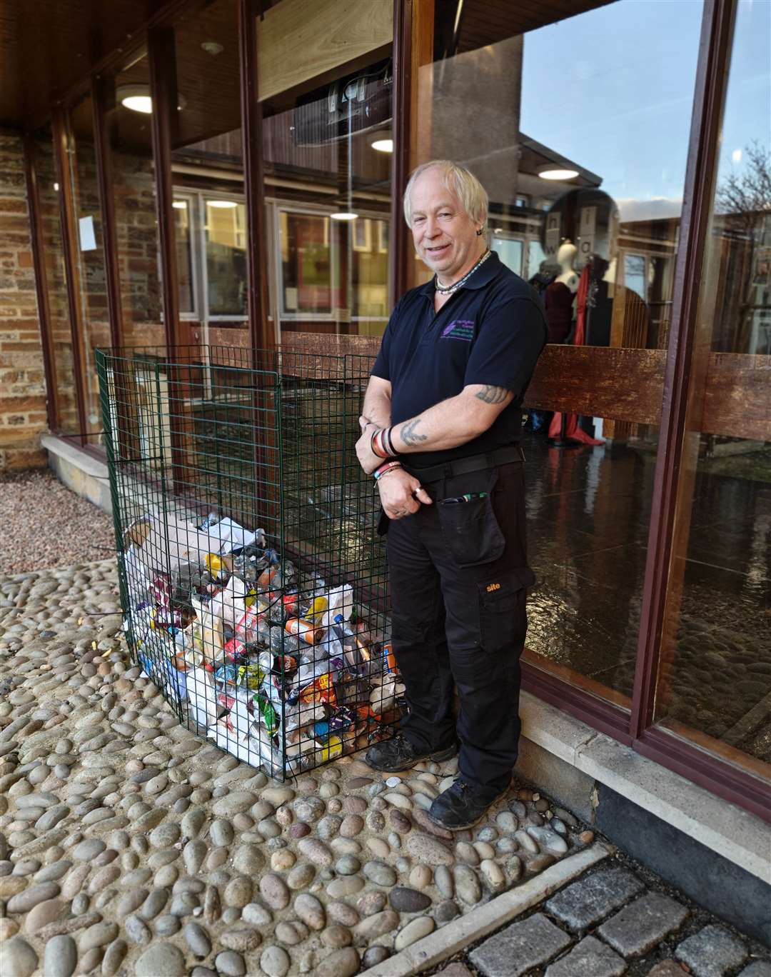 Thurso High School janitor Darrin Sutherland after making his daily round of collecting contaminated or discarded recyclable waste from school bins. Picture: Oksana Iatsiuta