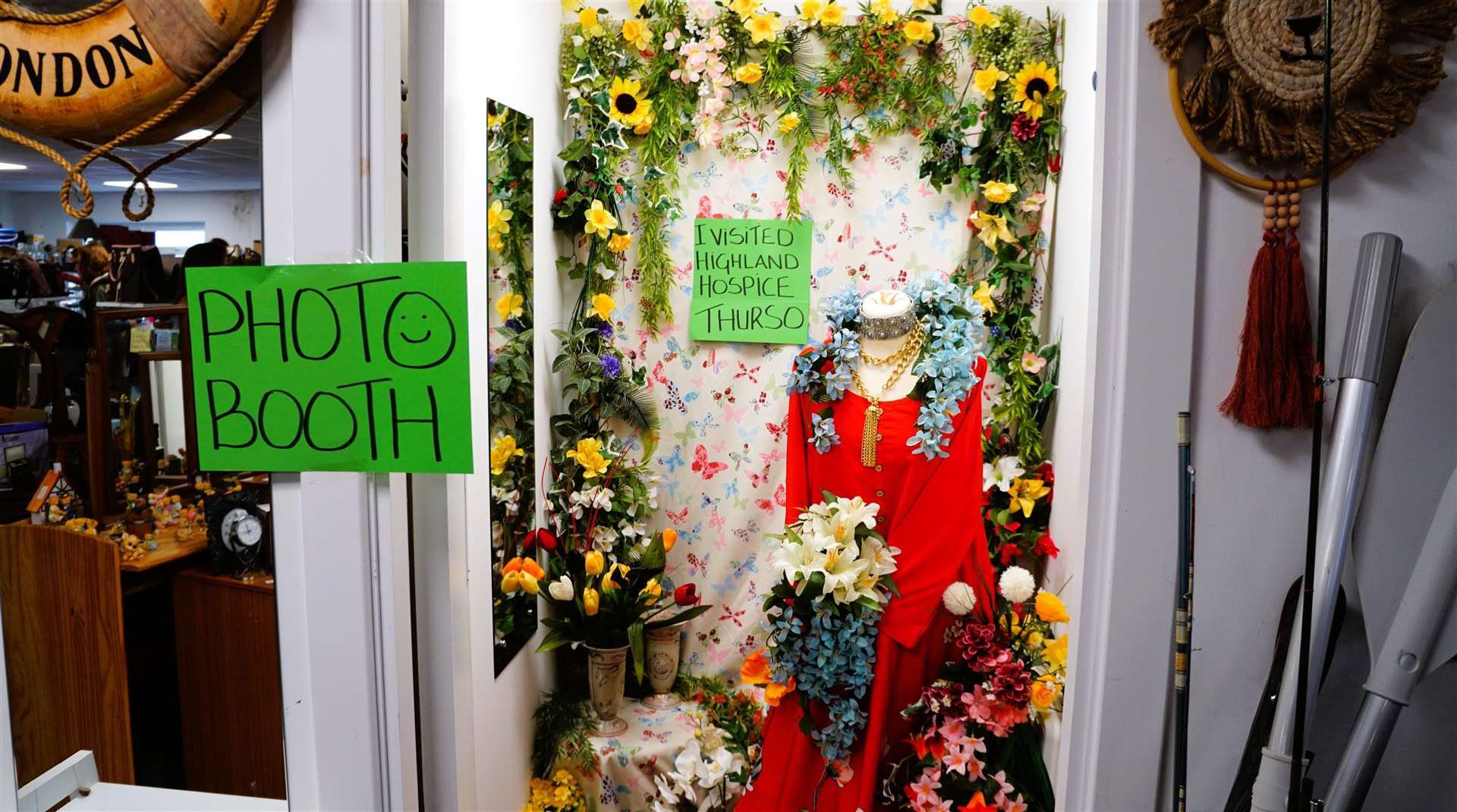 Special booth at Highland Hospice that the tourists could pose for a picture in. Picture: DGS