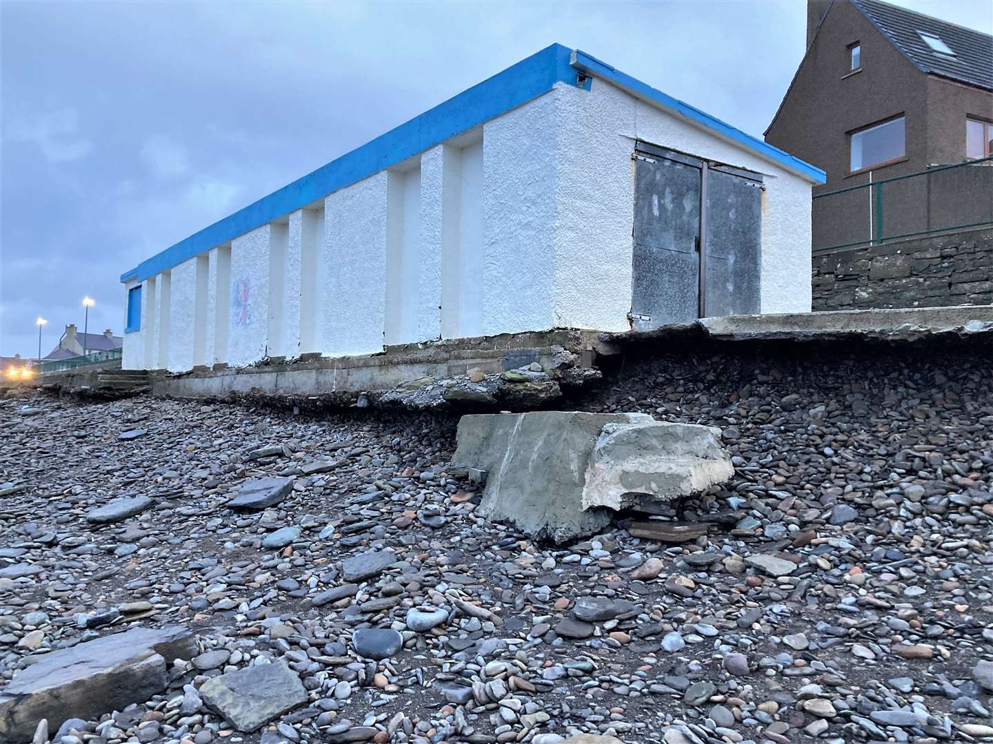 The canoe club hut was seriously undermined by coastal erosion, as can be seen in this photo from January last year. Picture: Matthew Reiss