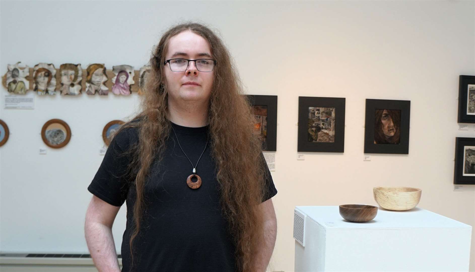 Joshua Irvine displays his excellence as a woodturner with several pieces on display. Picture: DGS