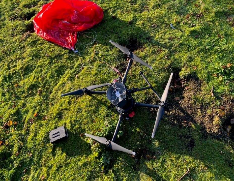 The drone following its second crash at Montrose in November 2019.