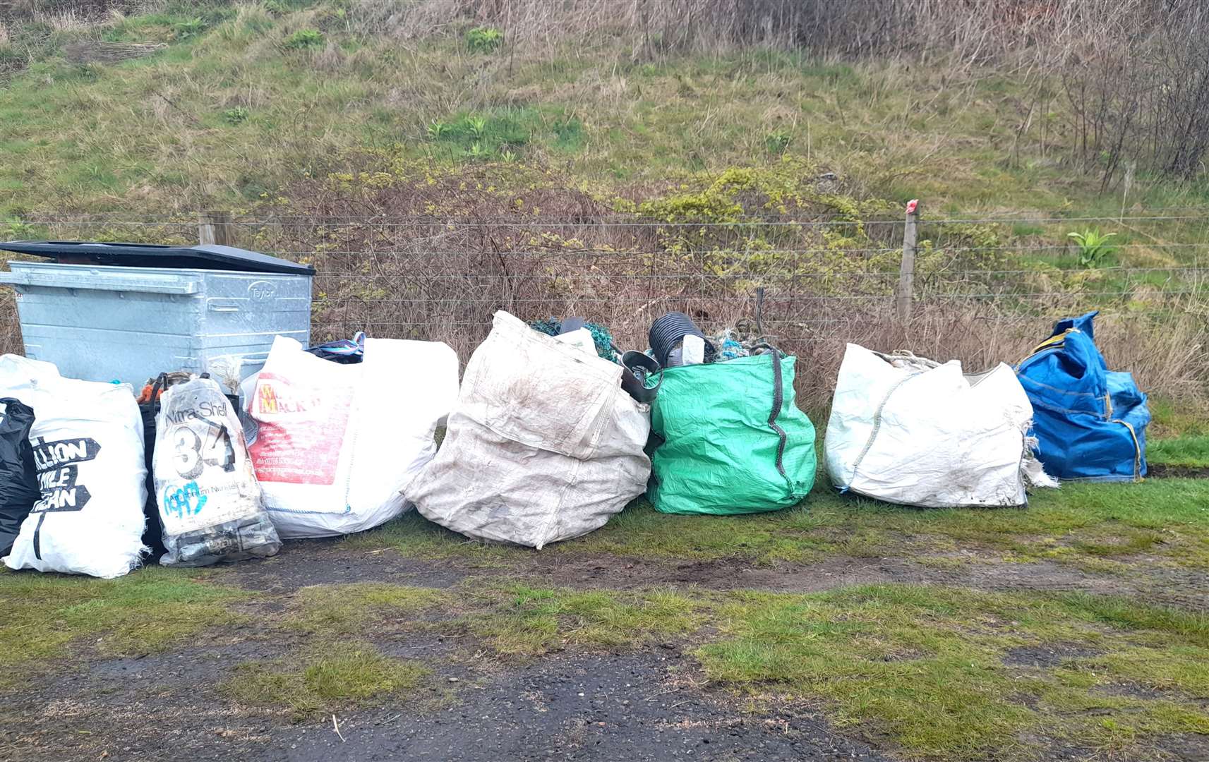 Some of the rubbish packed up and ready to be recycled. Picture: Caithness Beach Cleans