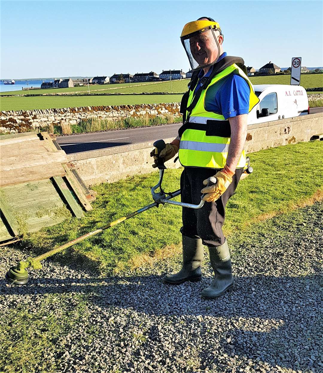 Caithness civic leader Willie Mackay working at Keiss cemetery in May.