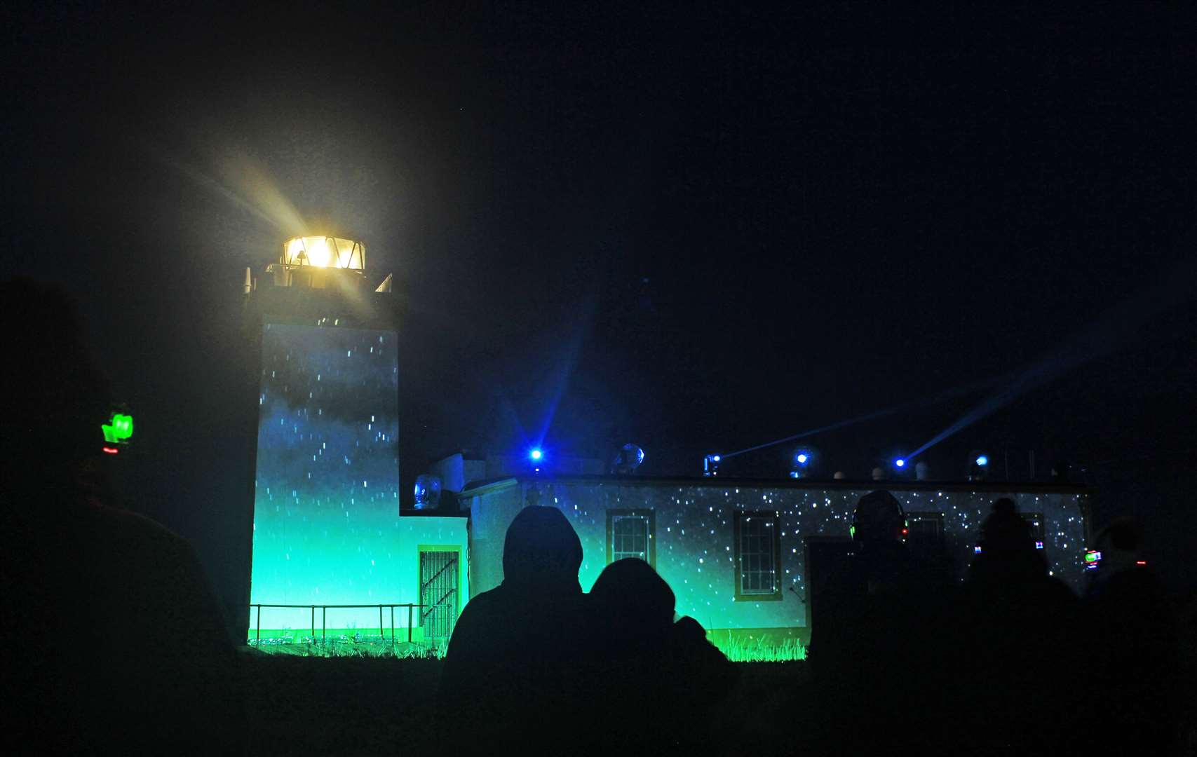 A skyscape projected onto the lighthouse walls on the opening night of the centenary festival. Picture: Alan Hendry