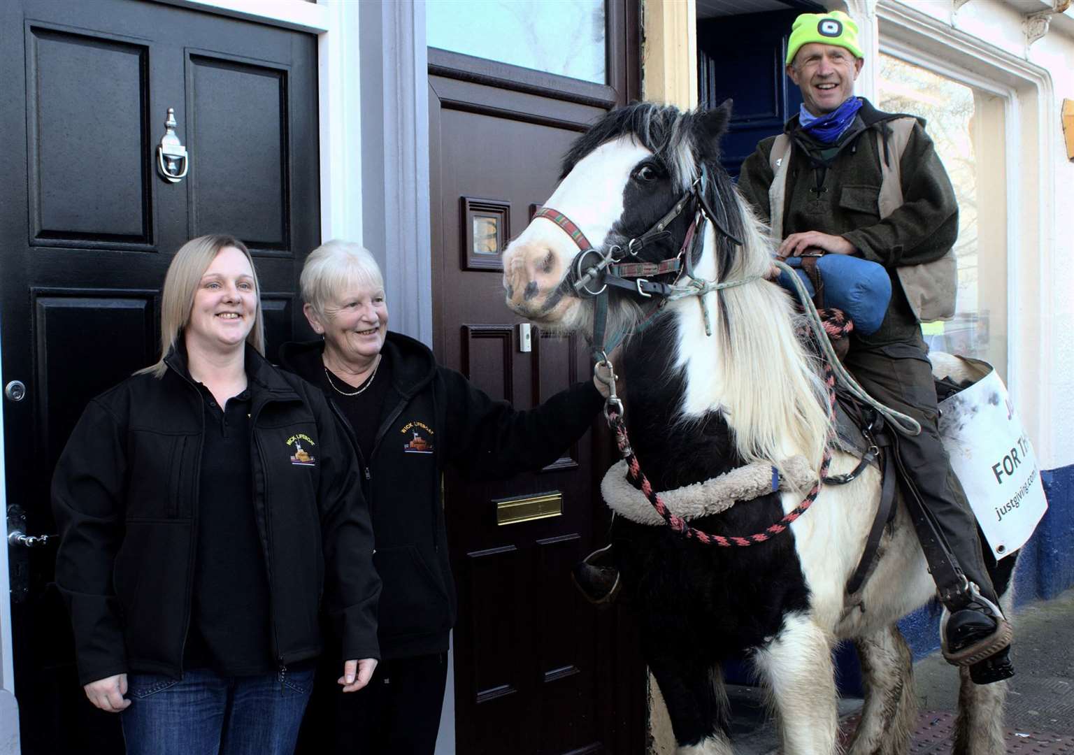 Barry and Barney with Wick lifeboat fundraisers Lynn (left) and Dorothy Smith. Picture: John Taylor