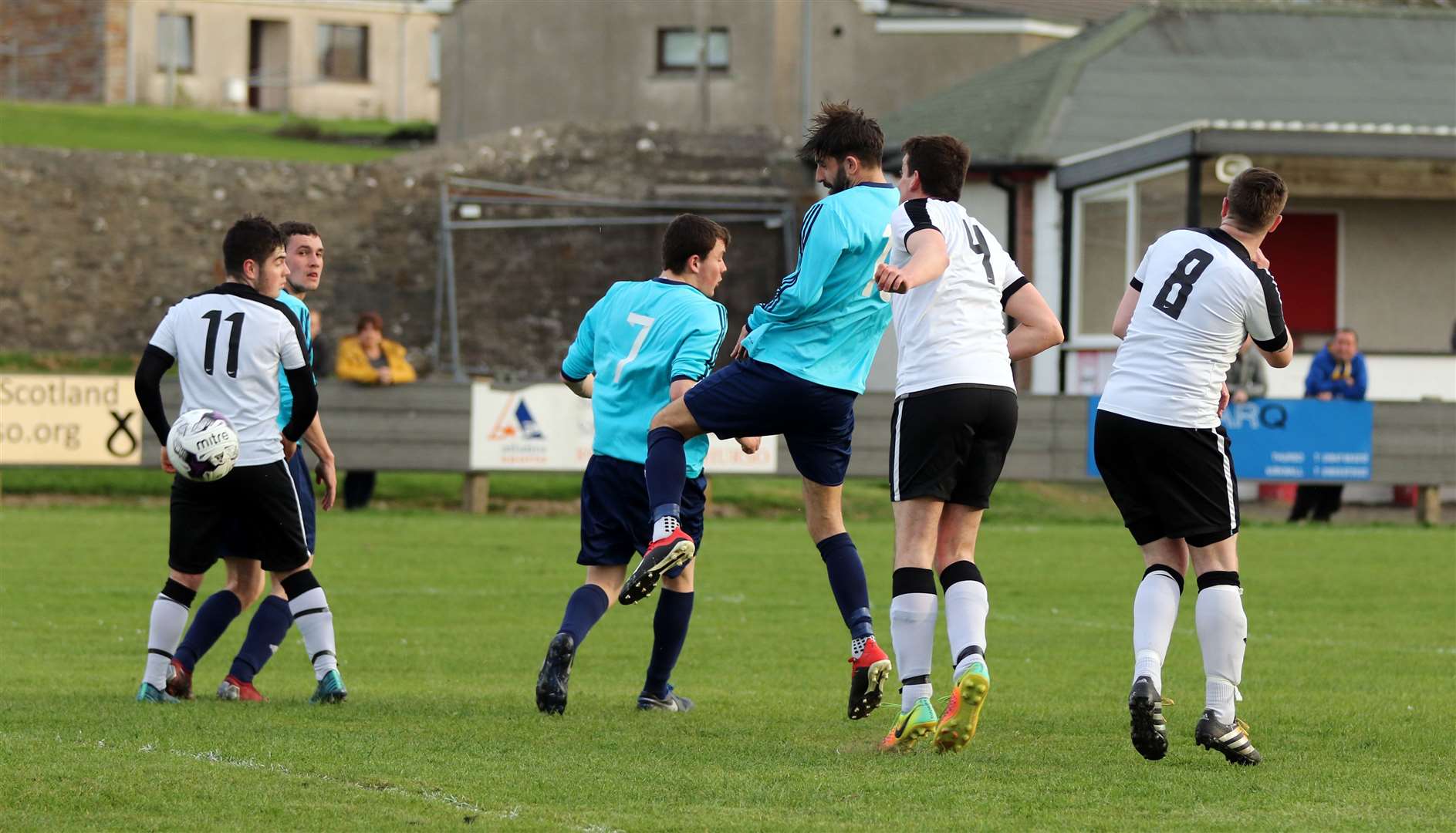 Thurso Swifts (white shirts) met Wick Groats earlier in the season but tonight's Eain Mackintosh Cup tie will not go ahead after Swifts were unable to raise a team. Wick Groats have been awarded a bye into the next round. Picture: James Gunn