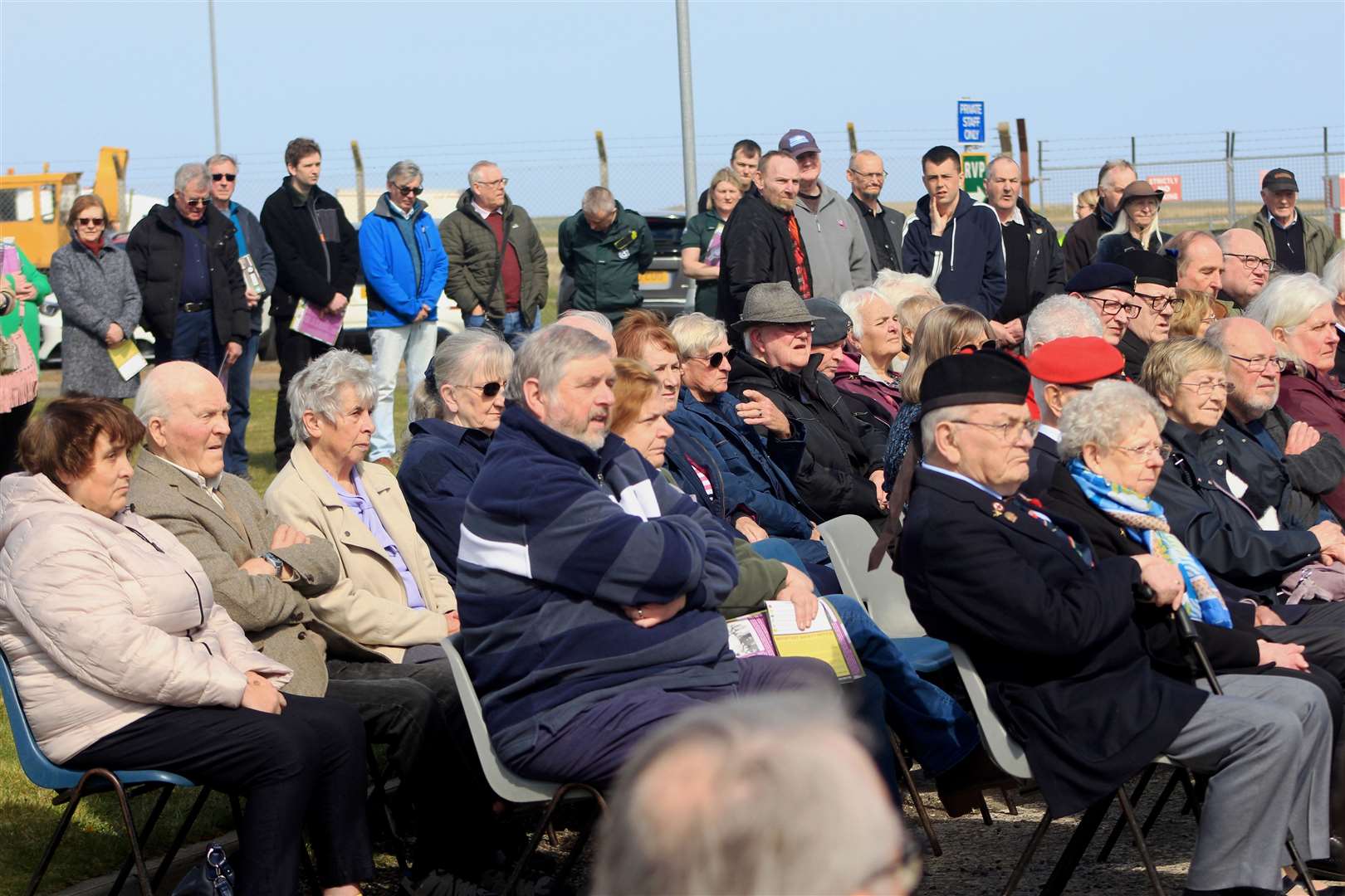 Some of the invited guests watching the official opening of the Caithness At War heritage trail at Wick John O'Groats Airport. Picture: Alan Hendry