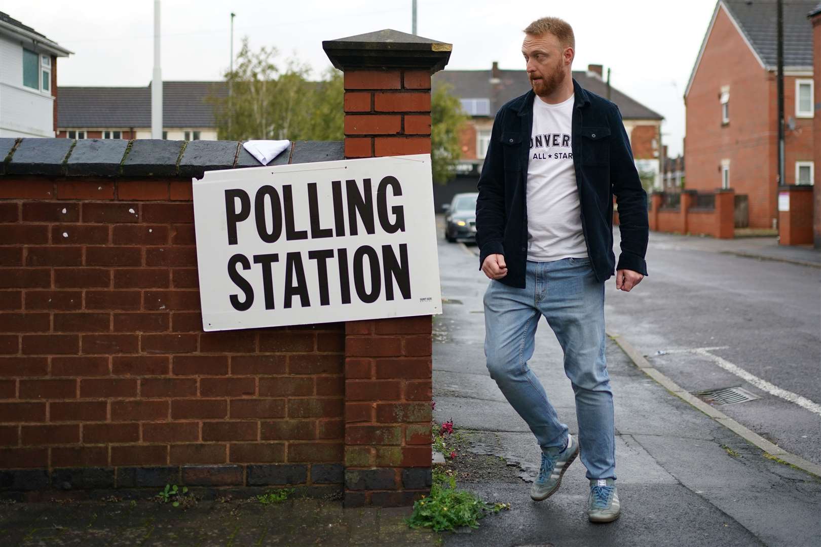 Conservative candidate Andrew Cooper voting in the Tamworth contest (Jacob King/PA)