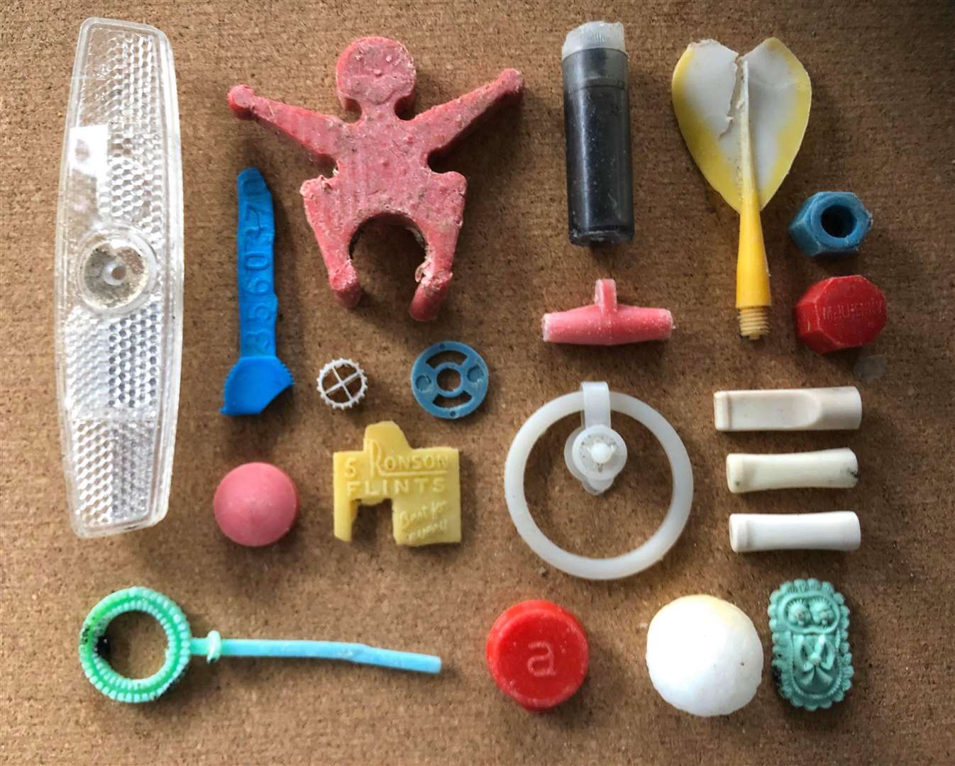 Items previously found by Caithness Beach Cleans group. Plastic items such as this are still the most common pollution found on Scottish beaches.