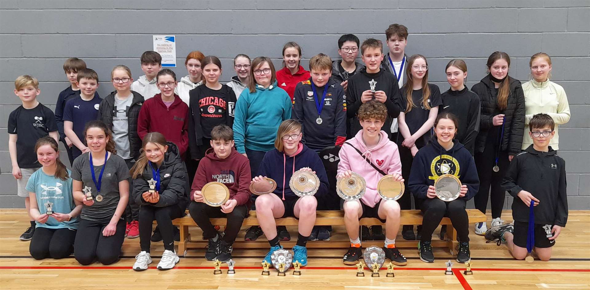 Under-15s in the Caithness junior badminton championships. Picture: Kerry Mackenzie