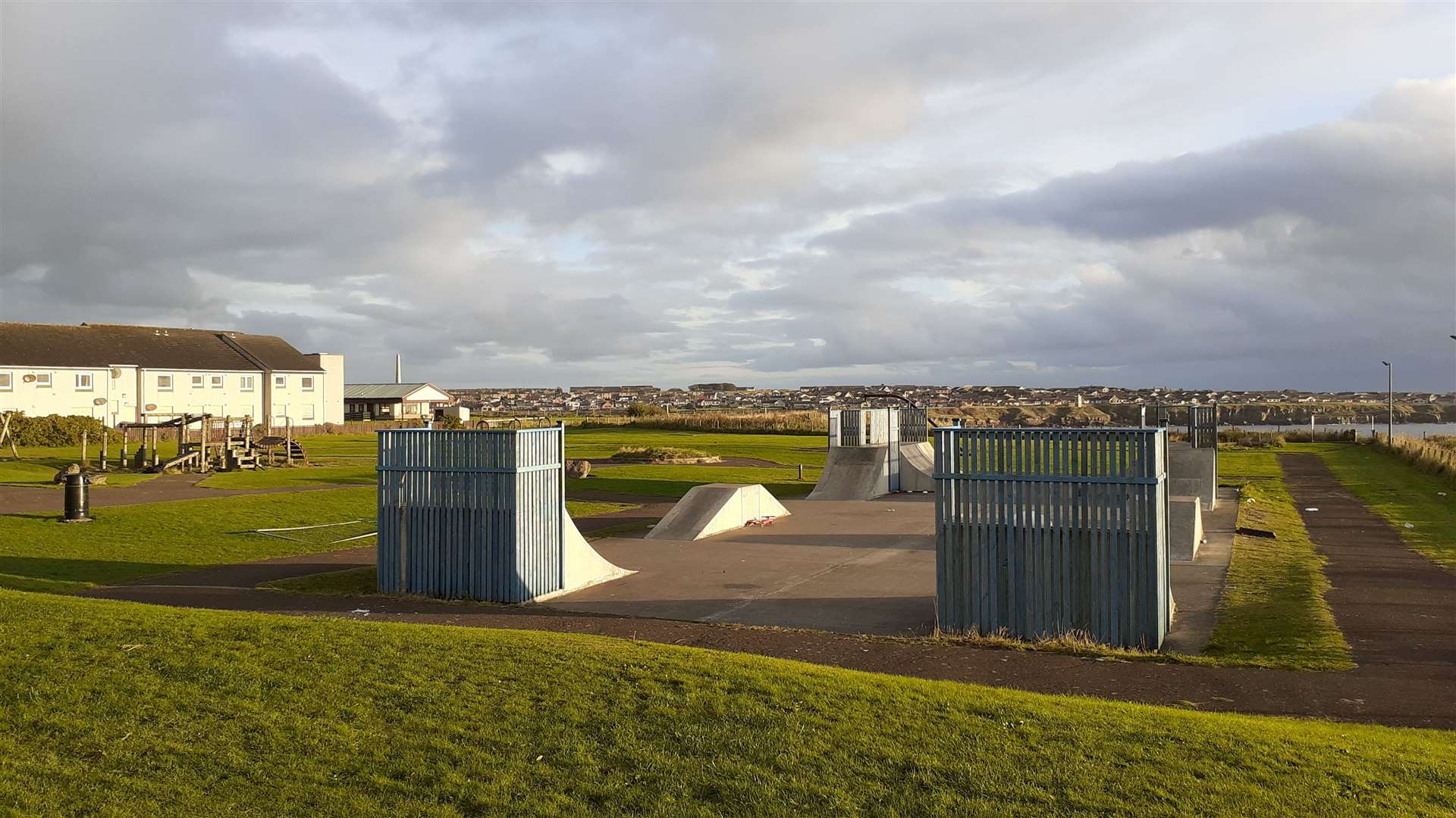The popular park features a skateboard area and a range of other play equipment.