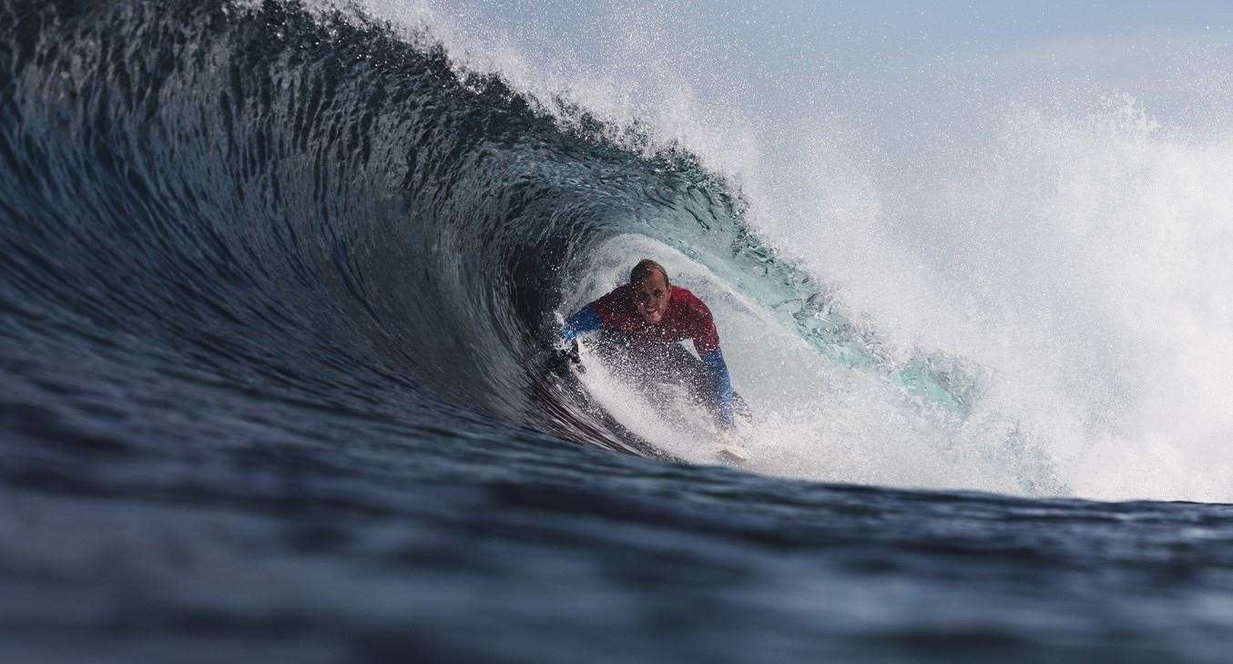 Mark Boyd (North Shore Surf Club) won two titles, the men's open and the masters, at the Scottish National Surfing Championships in April.  Photo: Sam Howard / Scottish Surfing Federation