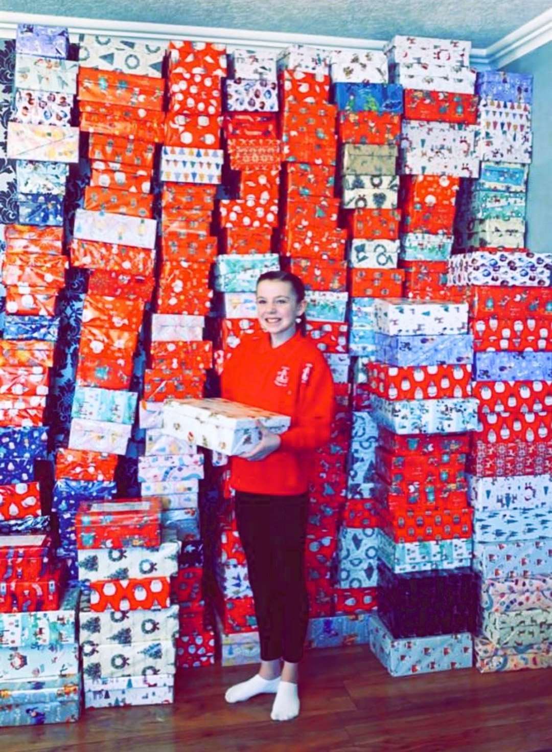 Ellie gathered over 200 shoeboxes for the Blythswood Shoe Box Appeal.