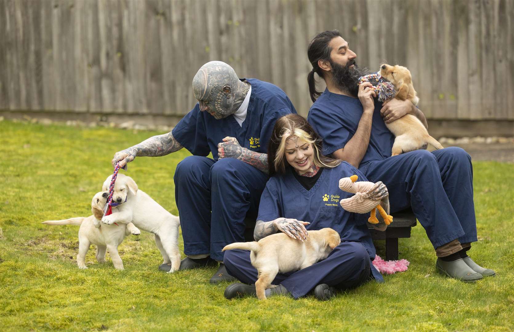Prospective guide dogs puppies enjoy playtime and socialisation with Keith, Suki and Ket (Fabio De Paola/PA)