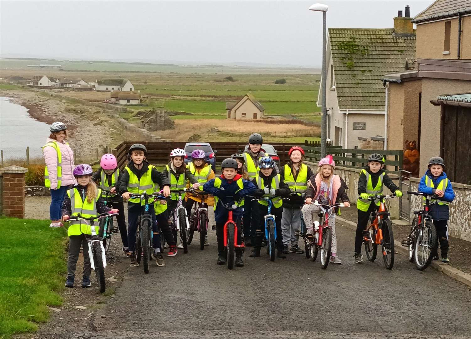 Students from P5, P6 and P7 to Keiss who improved their cycling skills thanks to Bikeability.