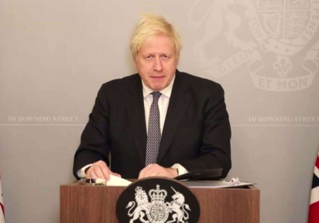 Prime Minister Boris Johnson pictured during the pandemic delivering a Covid briefing from self-isloation.