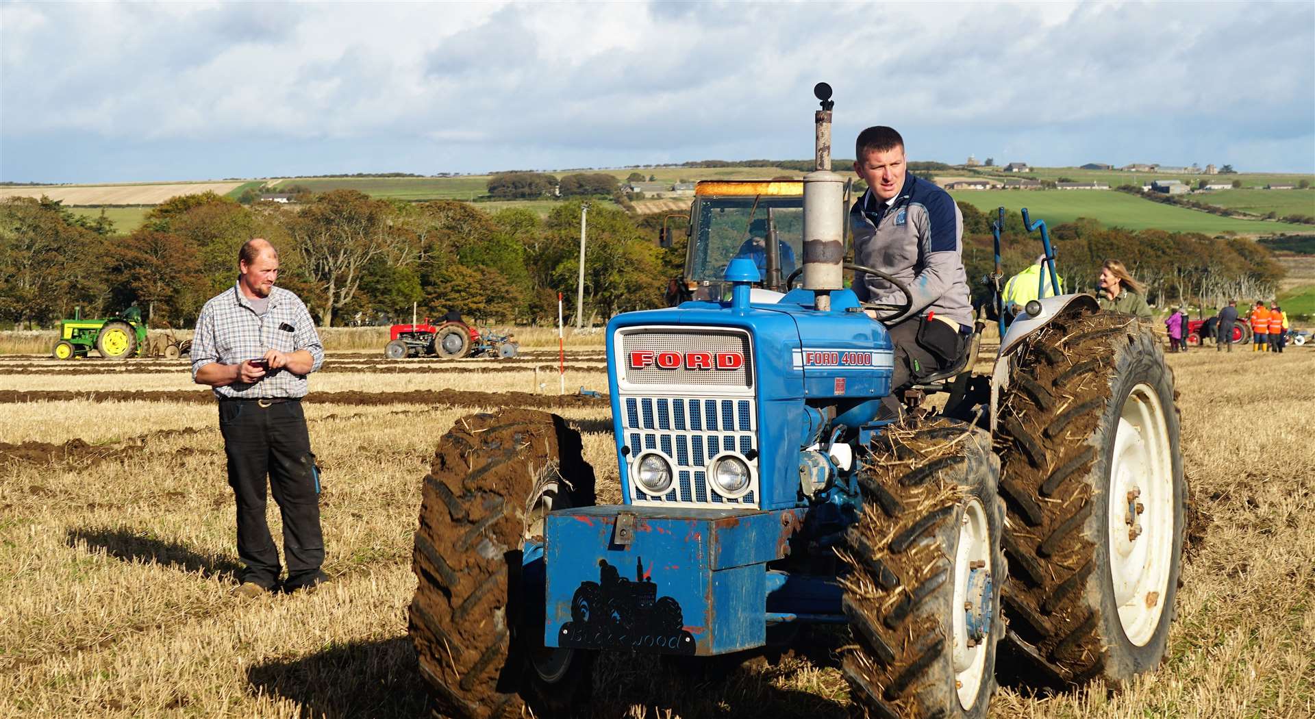 Stevie Blackwood from Thurso driving his Ford tractor with a Boning plough. Stevie won an award for straightest furrow on field. Picture: DGS