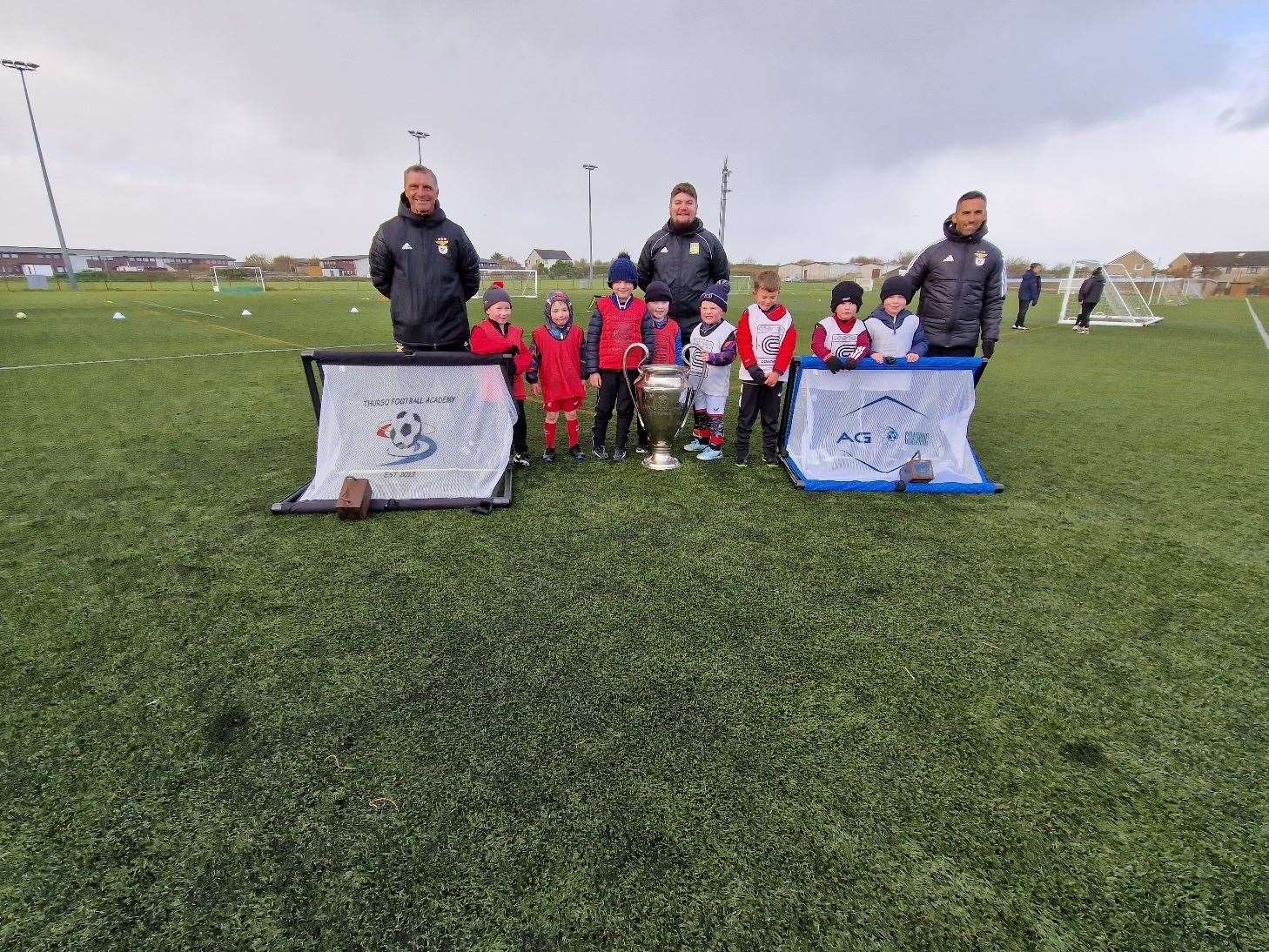Three age groups of players under went a session with Benfica coaches Joao Rosmaniho and Serguei Kandaurov - pictured is the younger 4-6 bracket at Thurso Football Academy.