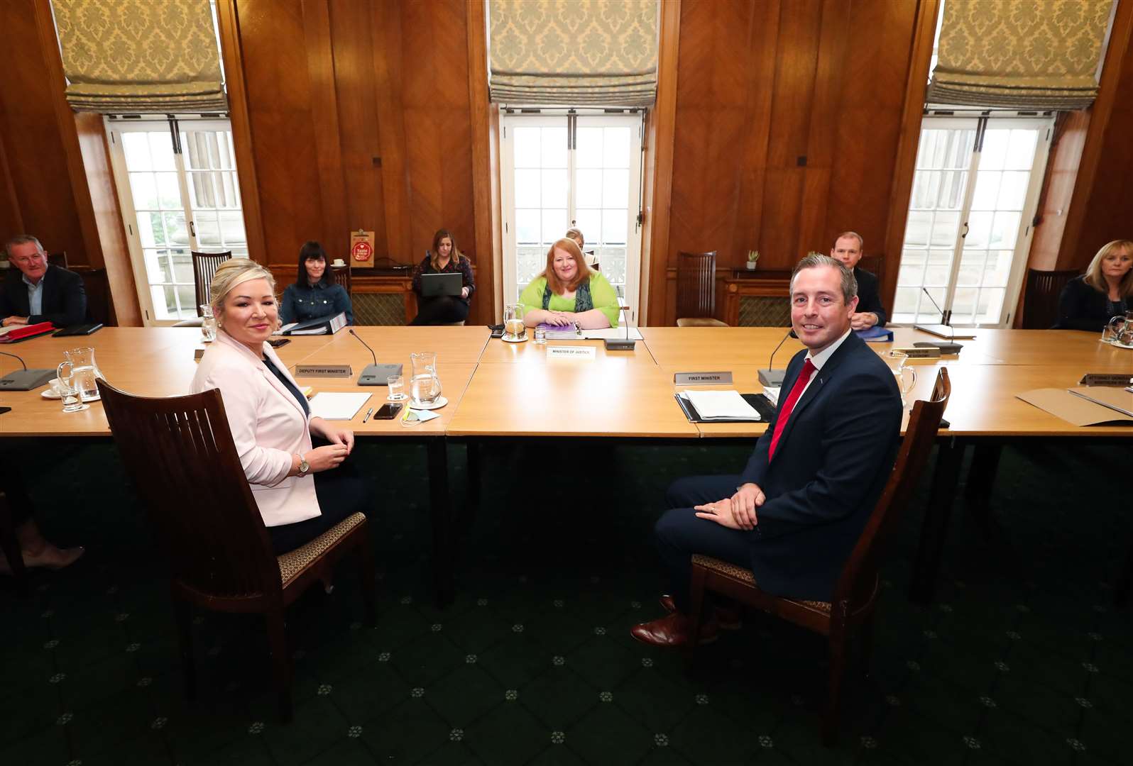 Deputy First Minister Michelle O’Neill, left, and First Minister Paul Givan at Parliament Buildings (Kelvin Boyes/Press Eye/PA)
