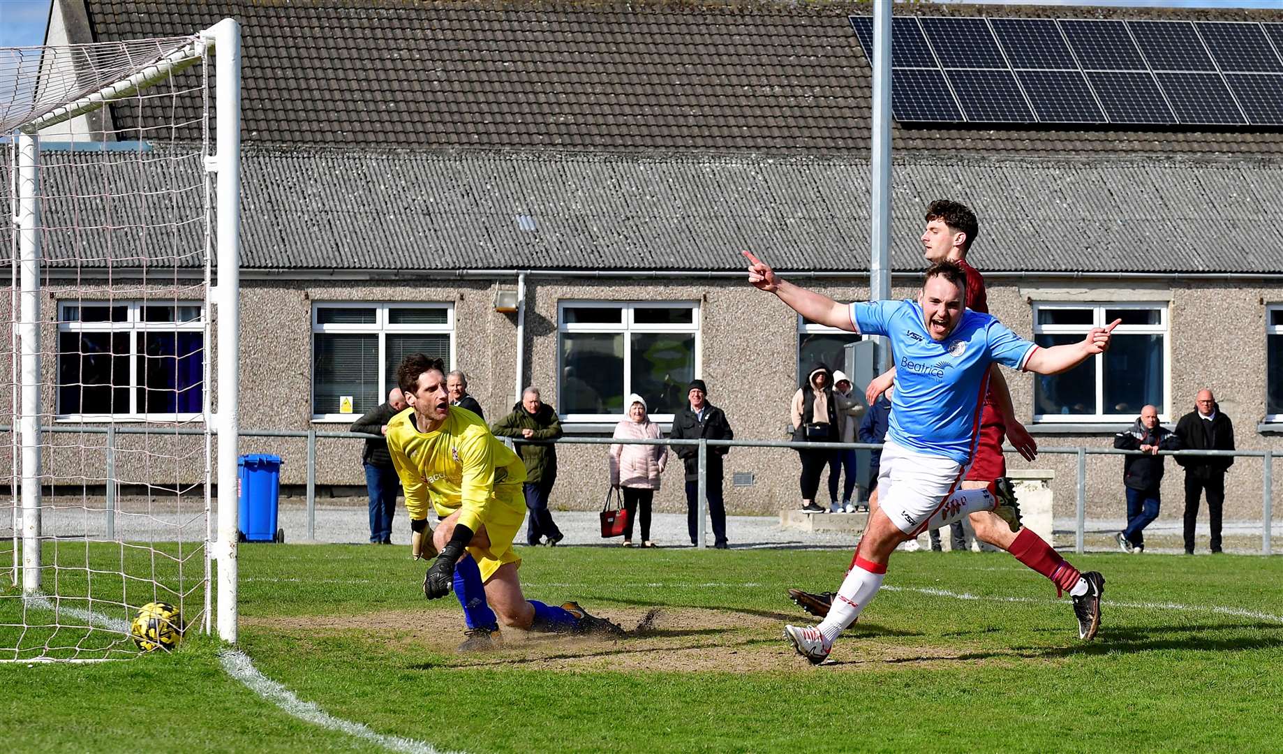 Owen Harrold turns to celebrate after scoring in Wick Academy's 4-0 victory at Kynoch Park. Picture: Mel Roger