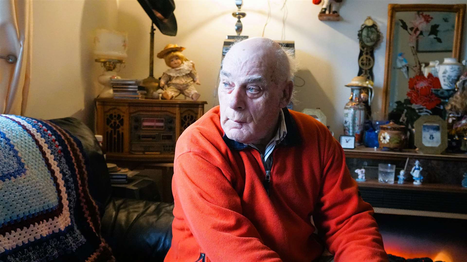 Charlie McPhee in his house at Castletown surrounded by his memories of the past. Picture: DGS