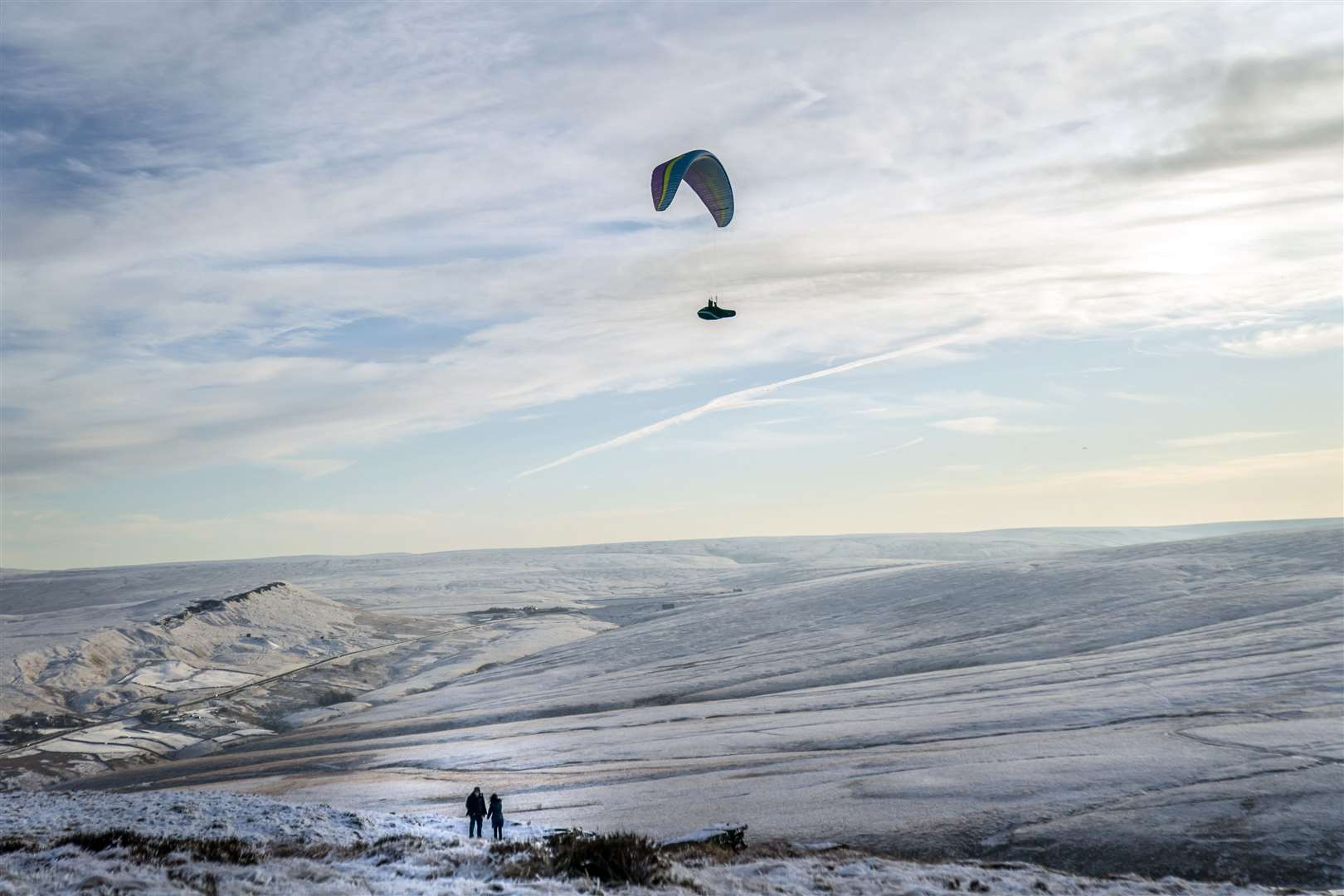 A paraglider over Marsden Moor in the South Pennines (Danny Lawson/PA)