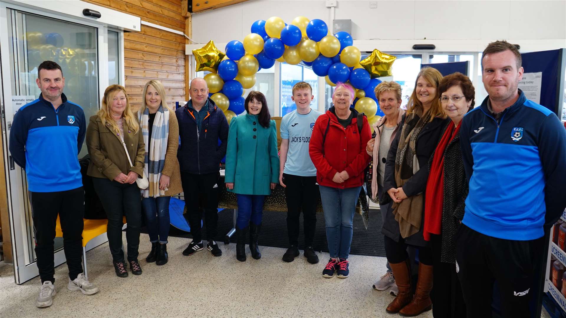 Representatives from Pulteneytown People's Project Lunch Club for the Elderly, East End Football Club and Trinkie Heritage Preservation Group await to see if their charity will win the £10,000 up for grabs from the Tesco Golden Grants competition. Picture: DGS