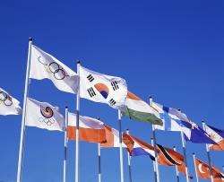 Olympic flags.