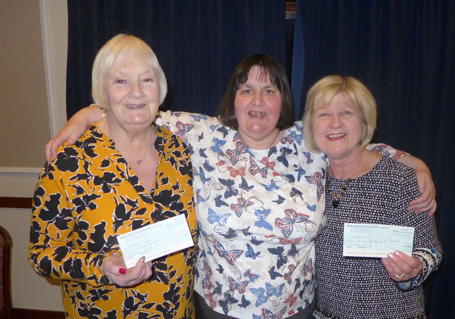 Lynette Maclean (centre) with Barbara Haywood (left) and Glynis Mackay. Picture: Willie Mackay