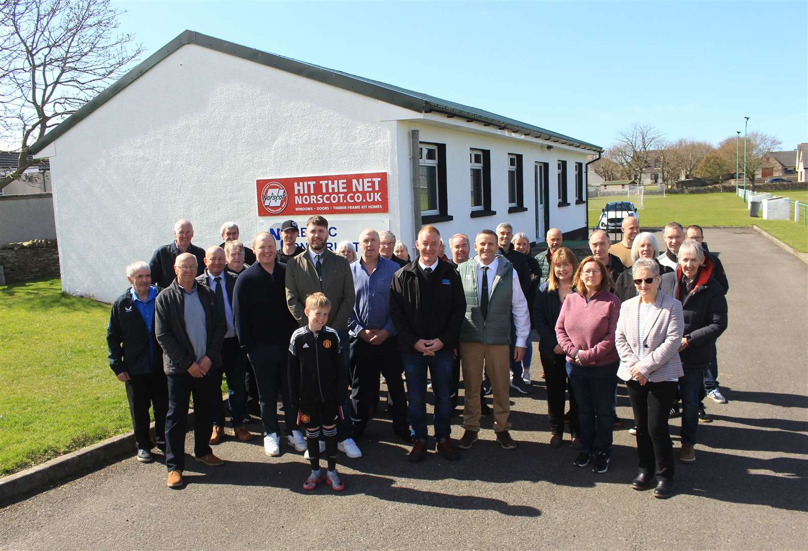 Club officials and invited guests at the refurbished Castletown football pavilion on Saturday. Picture: Alan Hendry