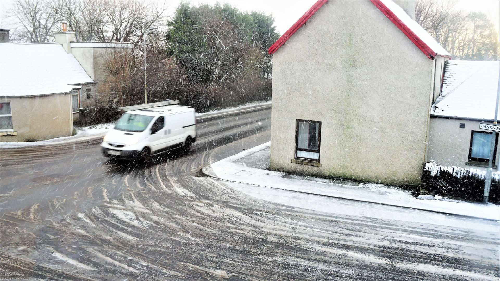 Snow showers in Watten this morning. Picture: DGS