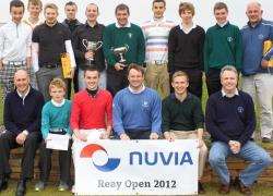 Prizewinners and competitors from the Nuvia Reay Open along with club captain Graeme Dunnett (front left) and David Craig (front right), operations manager of Nuvia Ltd.