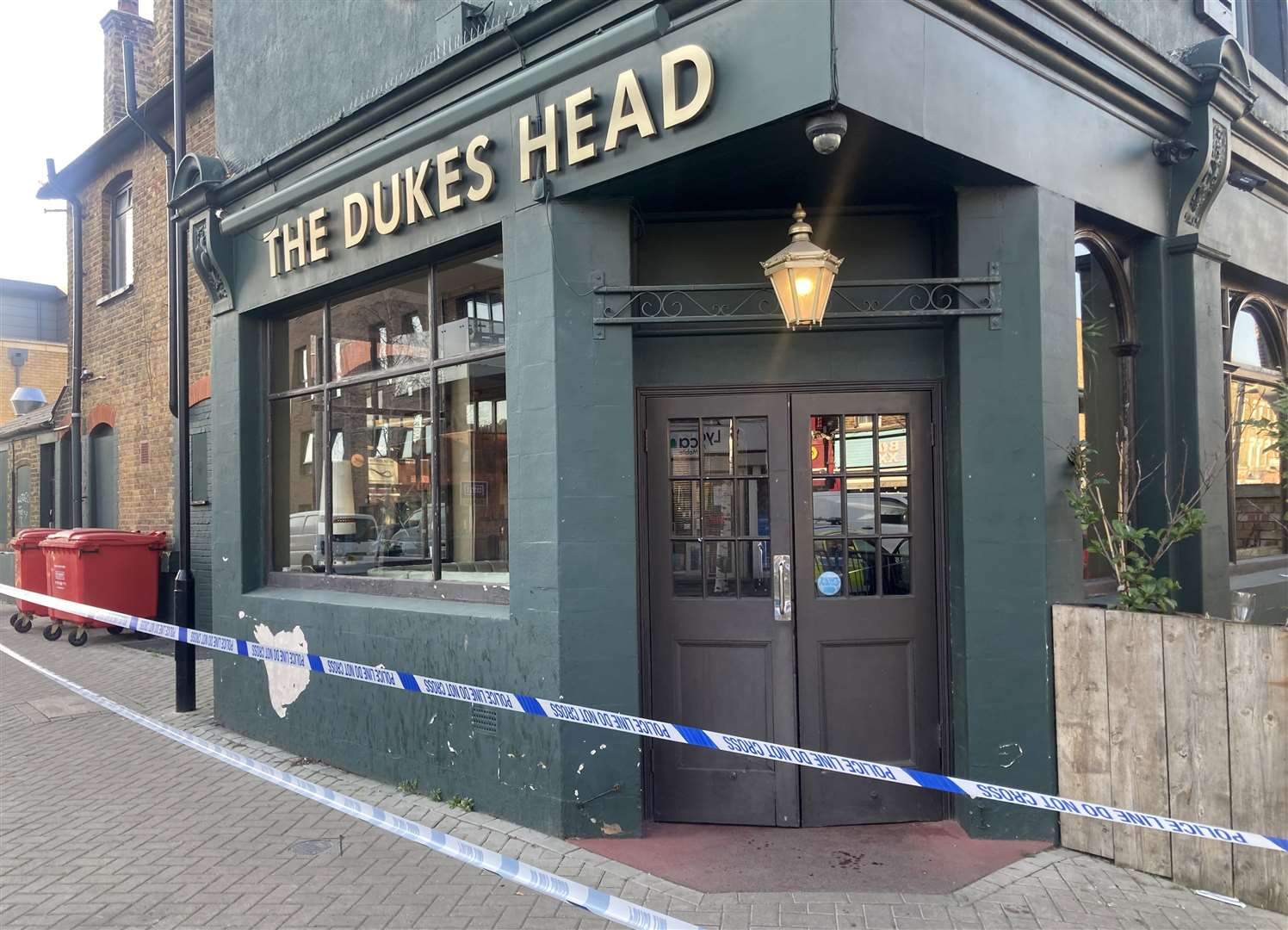 A police cordon outside The Dukes Head (Timothy Sigsworth/PA)