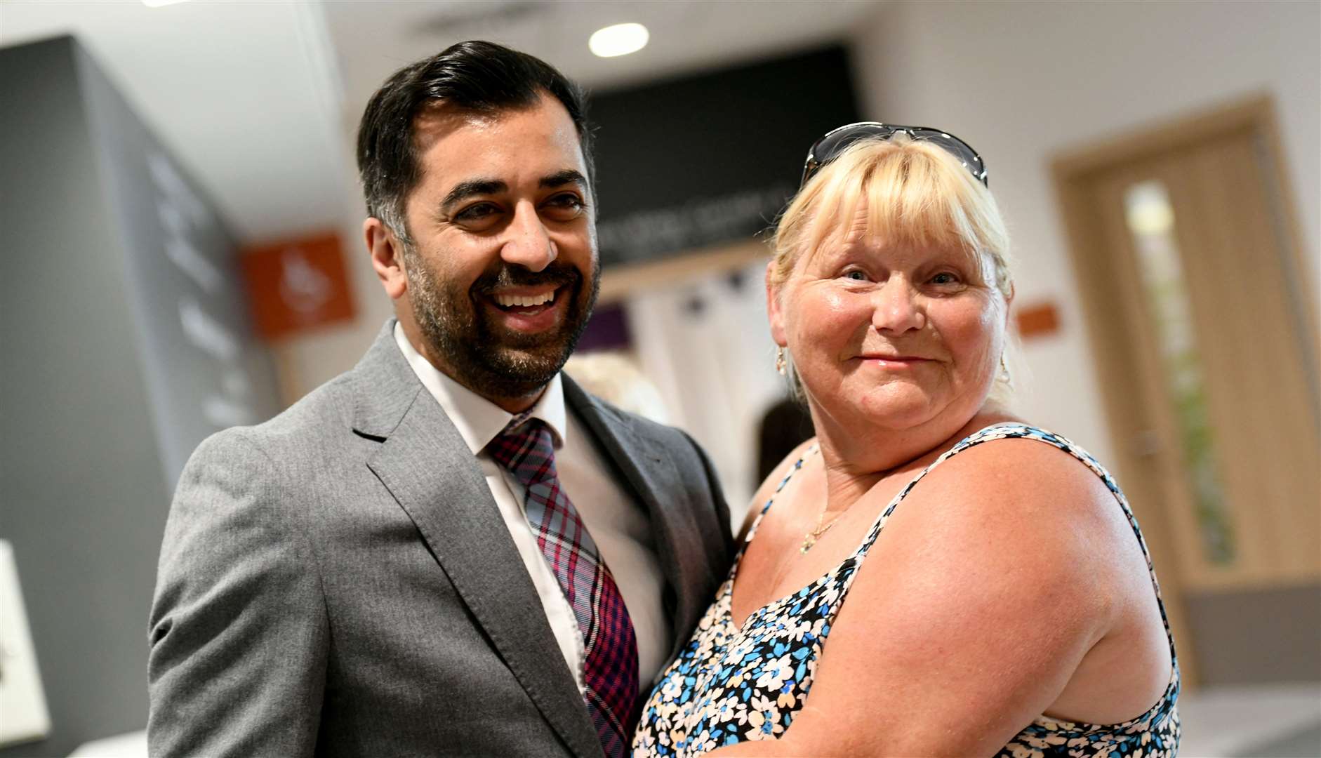 First Minister Humza Yousaf meets Irene Thomson. Picture: Callum Mackay..