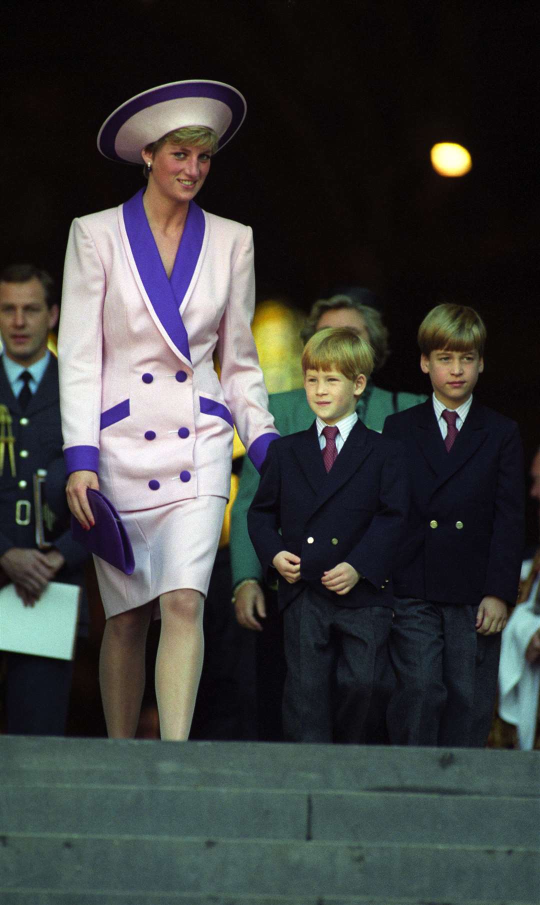 Harry (centre) and his brother William, now the Prince of Wales, pictured in 1990 with their late mother Diana, the Princess of Wales (Rebecca Naden/PA)