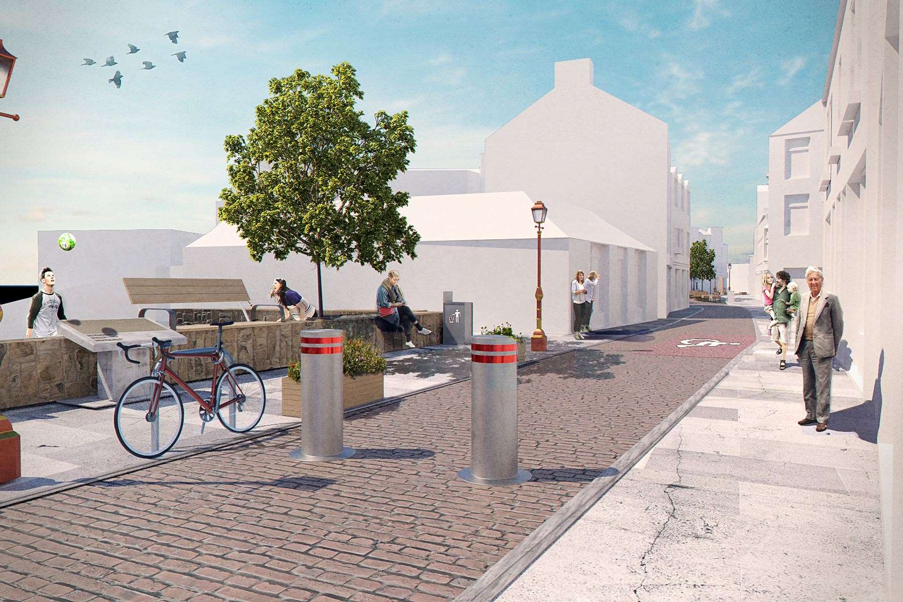 One of the proposed designs showing the eastern end of High Street. Image: Sustrans Scotland