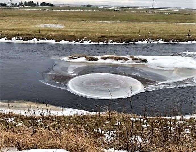 Jamie McCarthy saw this huge ice pancake while surveying stretches of River Thurso last year. Picture: Jamie McCarthy