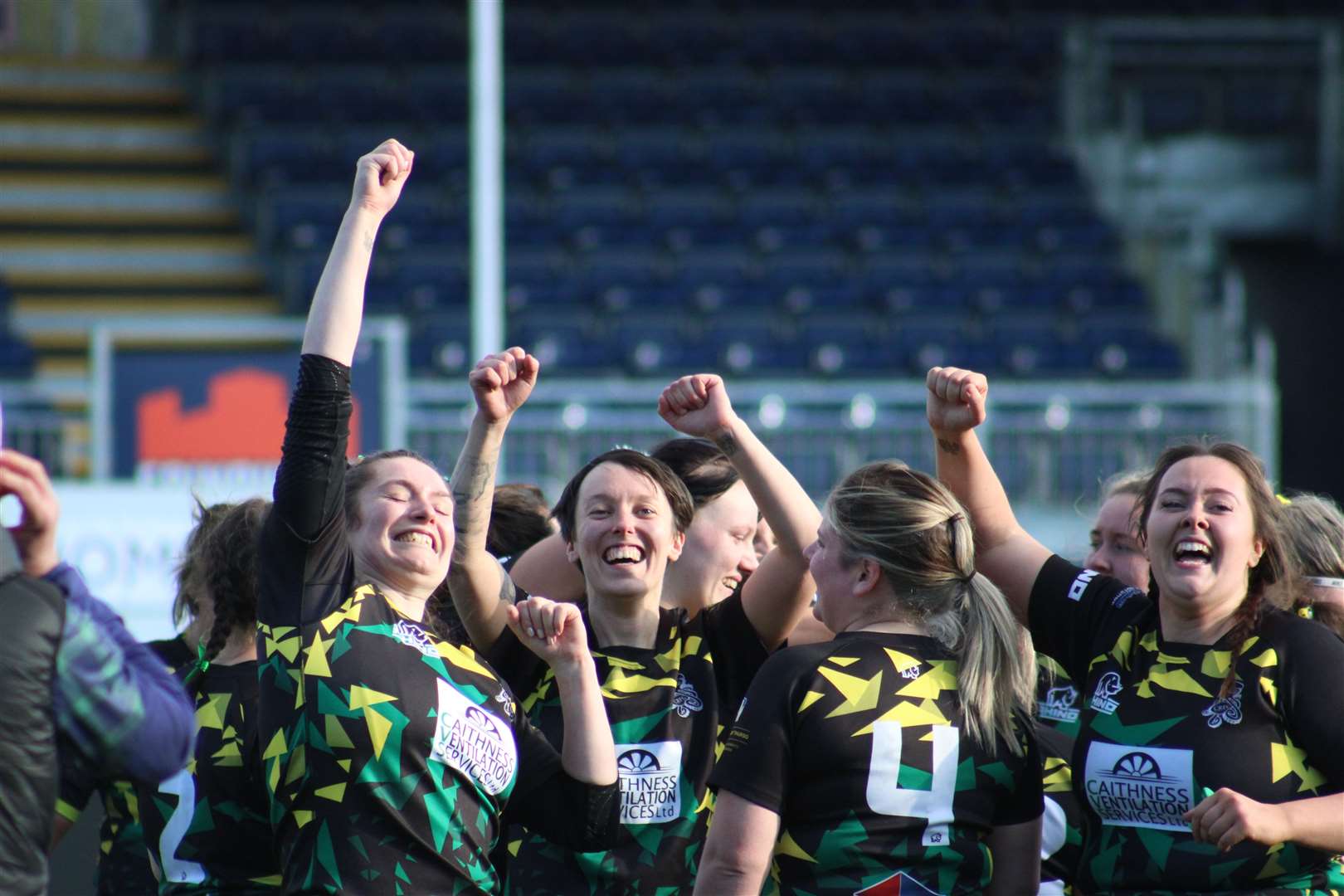 Arms raised as the Krakens' National Plate celebrations begin. Picture: Anja Johnston