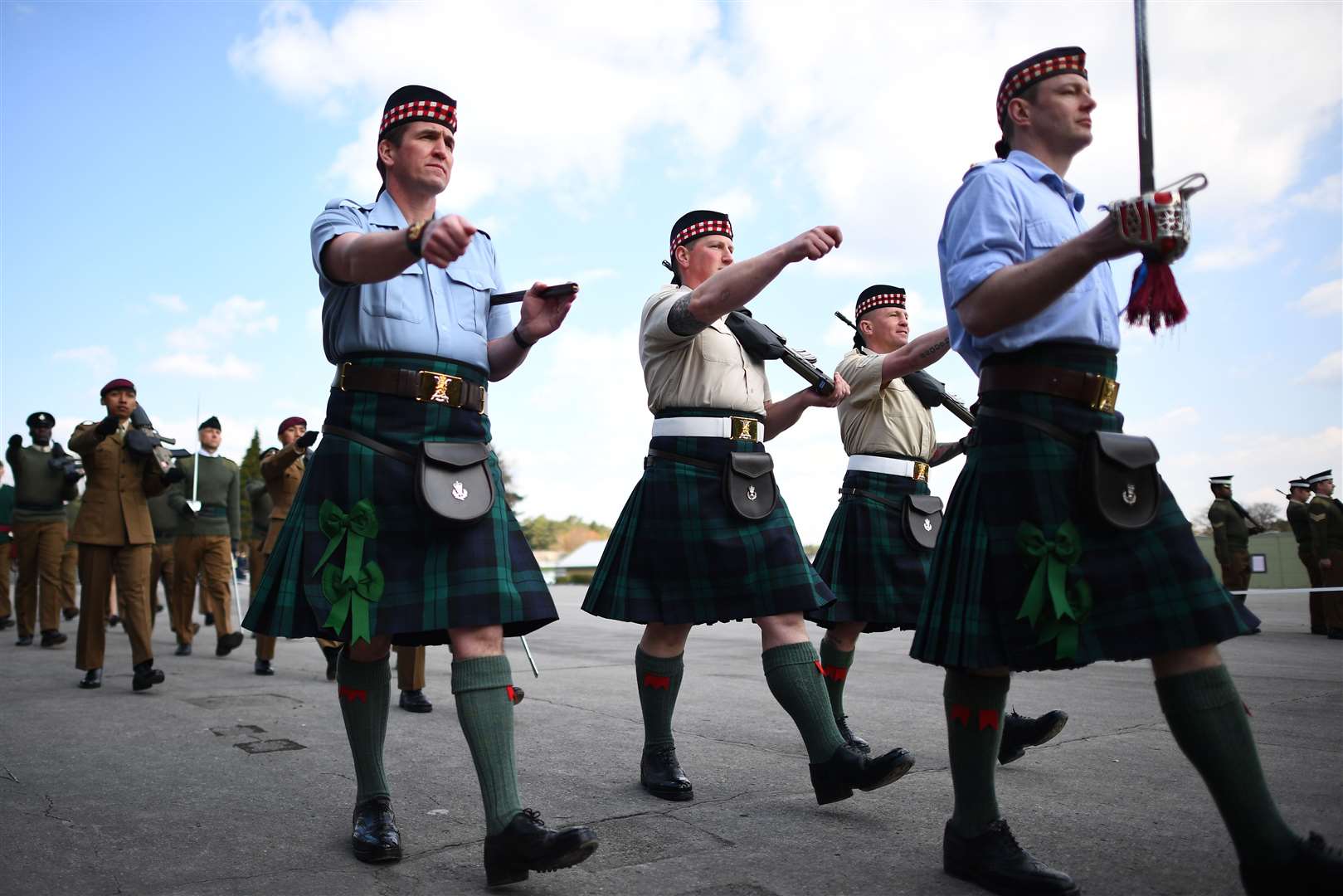 The Royal Regiment of Scotland 4 Scots (the Highlanders) rehearsing for the funeral (Victoria Jones/PA)