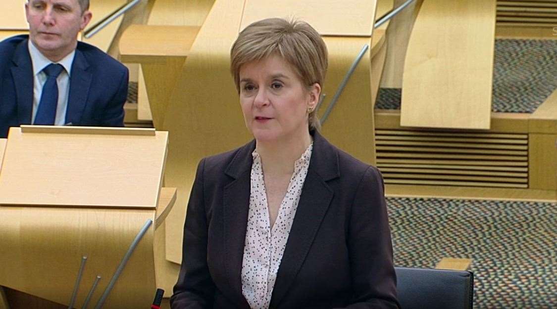 First Minister Nicola Sturgeon addressing the Scottish Parliament.
