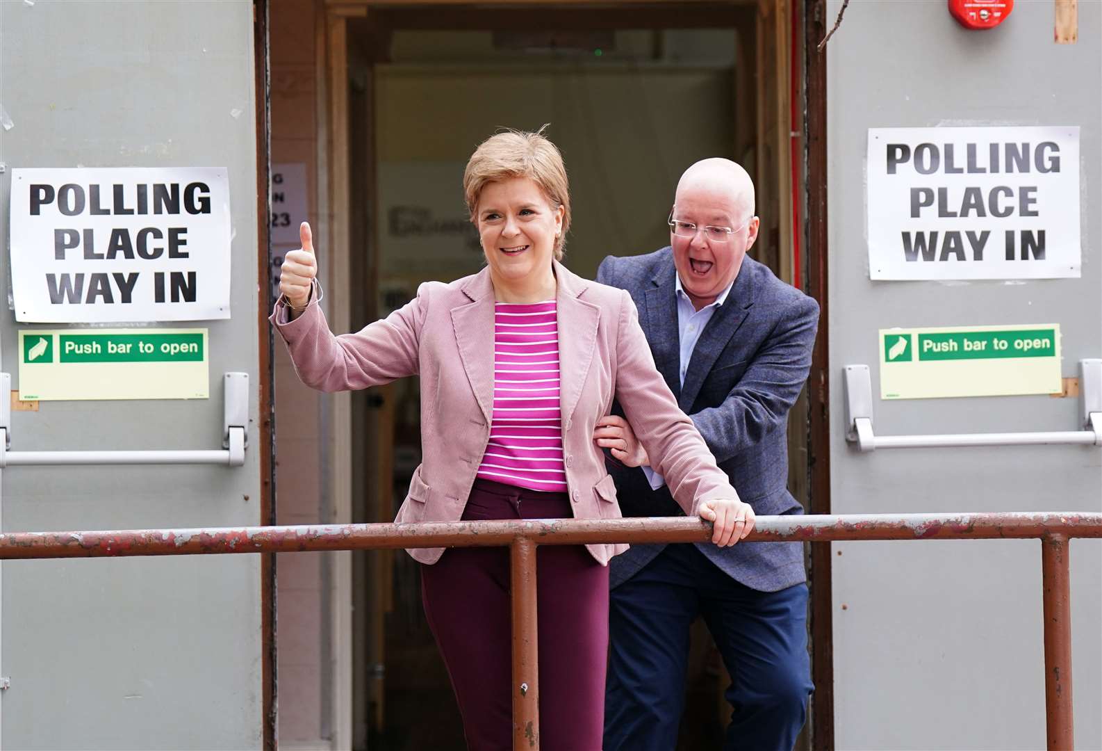 Nicola Sturgeon with her husband Peter Murrell, who announced on Saturday he was quitting as SNP chief executive with immediate effect (Jane Barlow/PA)
