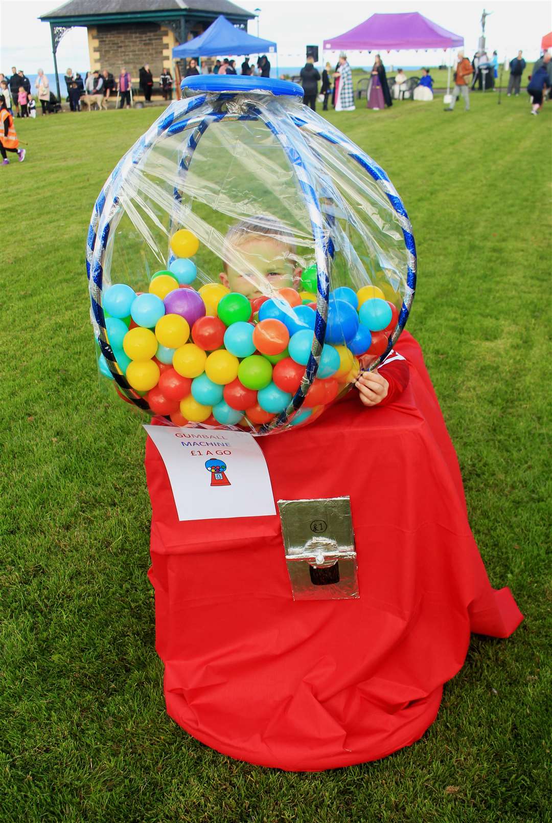 Lachie Wann (5) was dressed up as a gumball machine. Picture: Alan Hendry