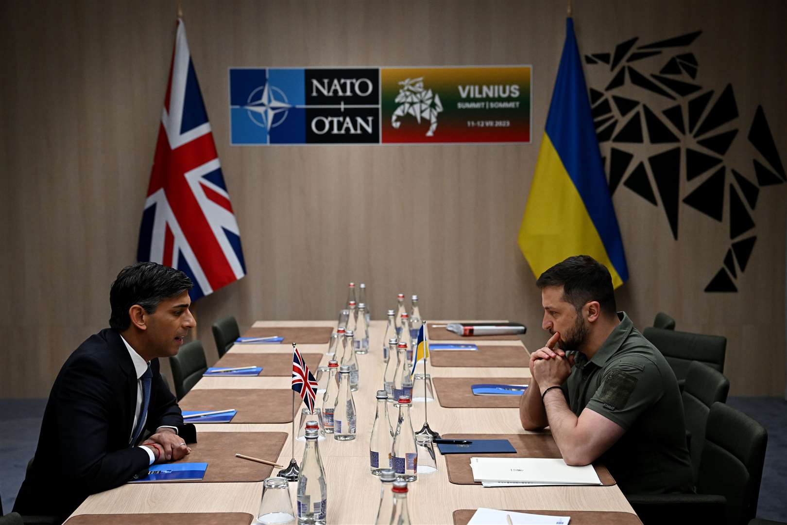 Rishi Sunak and Volodymyr Zelensky agreed to meet in private without aides (Paul Ellis/PA)