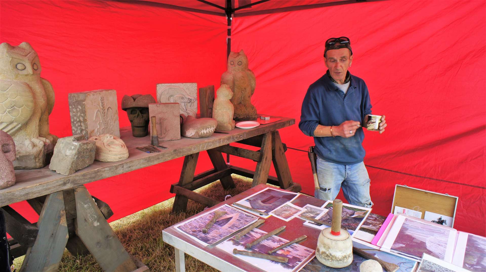 Charlie Juhle had a display of stone carvings at Thrumster Game and Countryside Fair. Picture: DGS