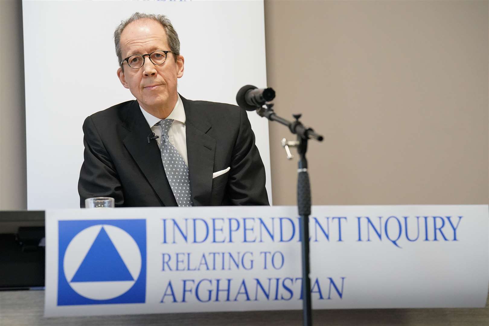 Lord Justice Haddon-Cave, chair of the Independent Inquiry relating to Afghanistan, reads an opening statement during the inquiry’s official launch at the International Dispute Resolution Centre in London (Jonathan Brady/PA)