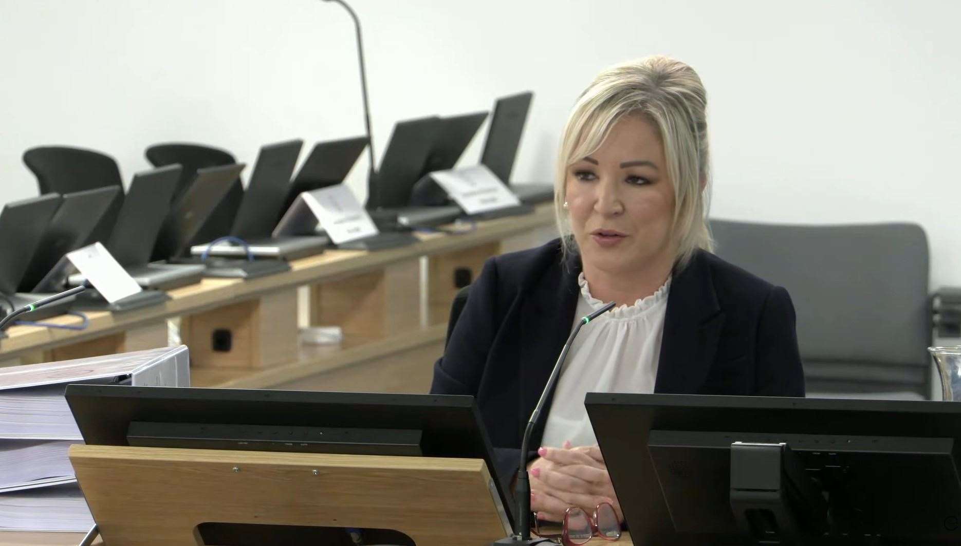 Michelle O’Neill giving evidence to the UK Covid-19 Inquiry at Dorland House in London (UK Covid-19 Inquiry/PA)