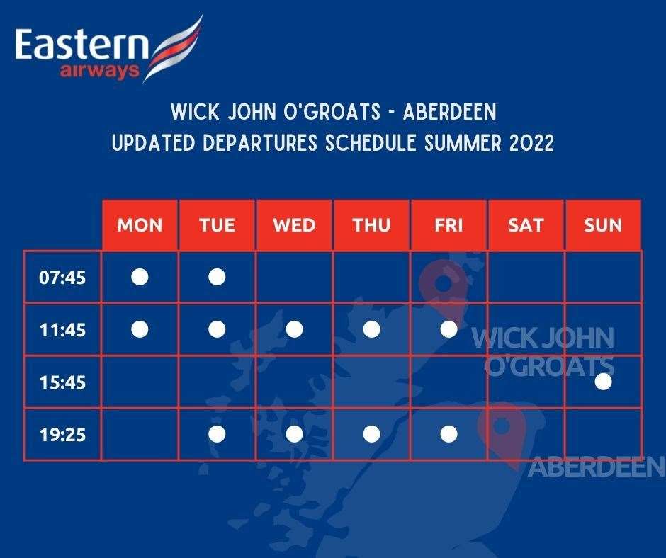 The new Wick to Aberdeen schedule is due to take effect from Sunday, August 7.