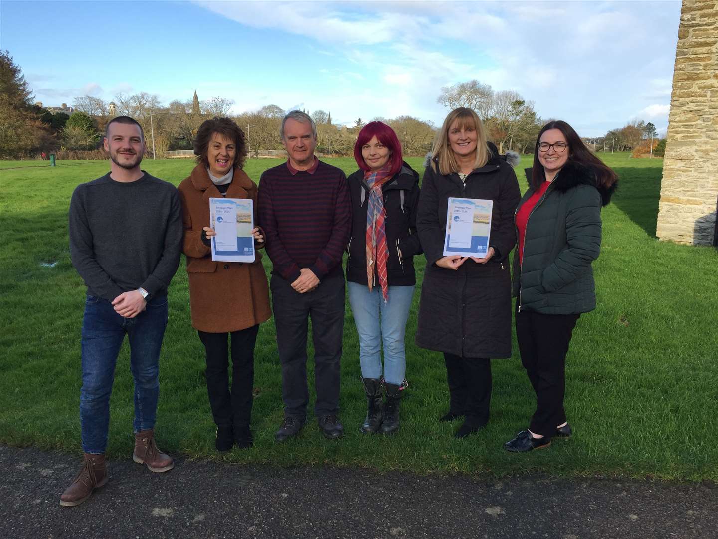 Thurso Community Development Trust board members (from left) with copies of the plan – Magnus Davidson, Gill Arrowsmith, Ron Gunn, Andrea Wotherspoon, Carol Paterson and Marion O’Brien.