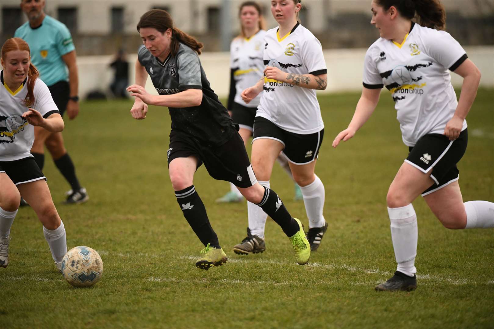 Sophie Kinghorn goes charging through for Caithness. Picture: James Mackenzie