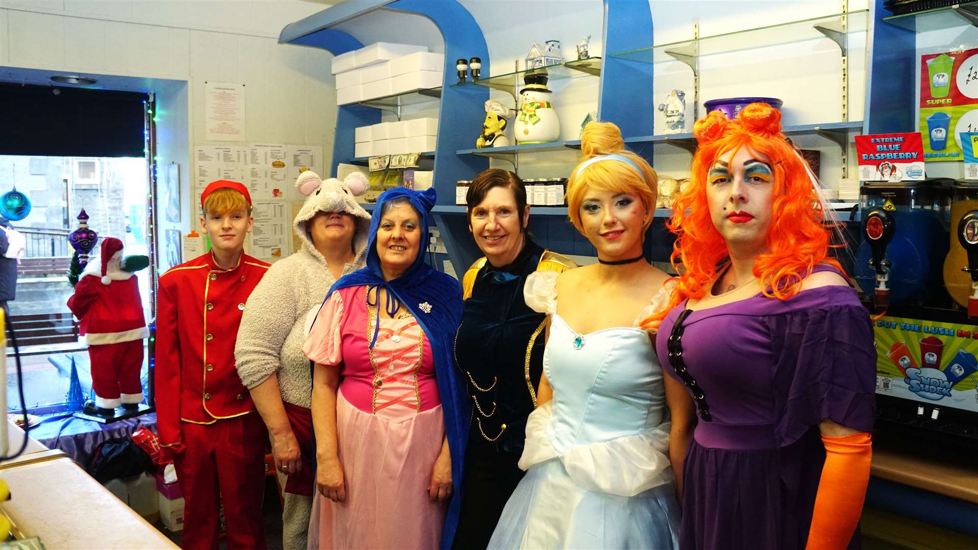This colourful crew are the staff at Jamieson's Bakery who dressed up as Cinderella panto characters and won Best Fancy Dress award. Picture: DGS
